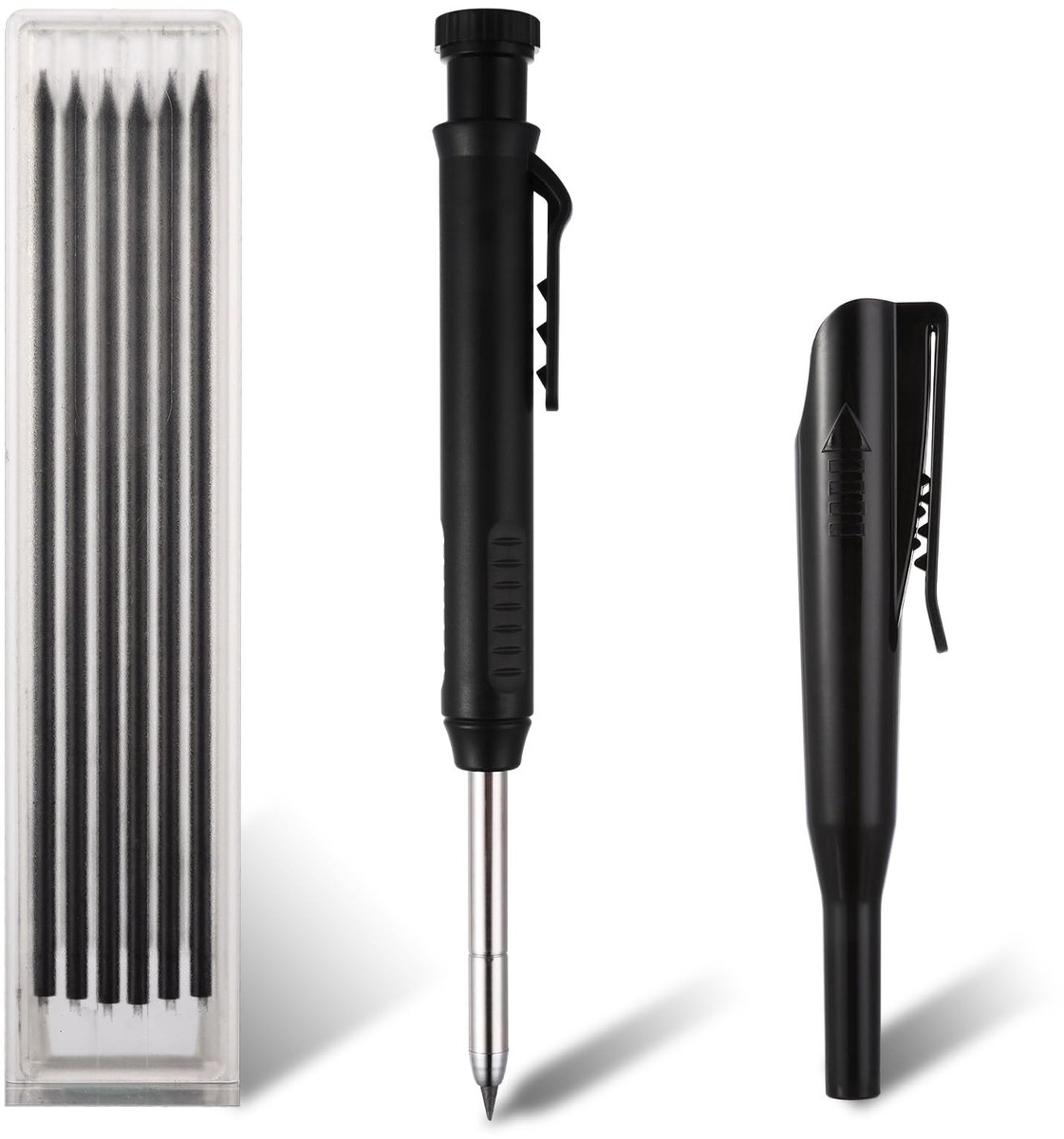 Dailygoods- Potloodset met ingebouwde slijper - Mechanische Timmermanspotloden - Vervangende Stiften - Houtbewerking - Nauwkeurige Markeringen - Antislip Grip - Timmermanspotlood
