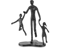 Vader en Kind IJzeren Beeld - Liefde Sculptuur Decoratie voor Vaderdag Huwelijk, Kerst - Herinneringsgeschenk voor Nieuwe Vader Stiefvader Zoon Mannetje