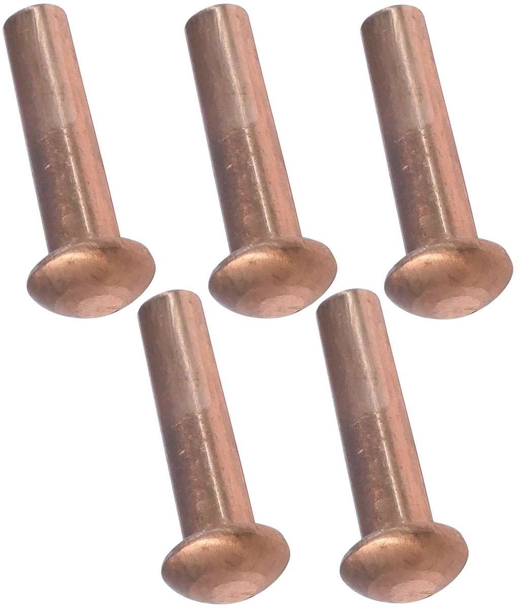 Dailygoods- Klinknagels 5-delige set Ø4x16mm - Koper - Halfronde kop - Klinknagel/Drukklinknagel - DIN 660 - Essentieel voor montage