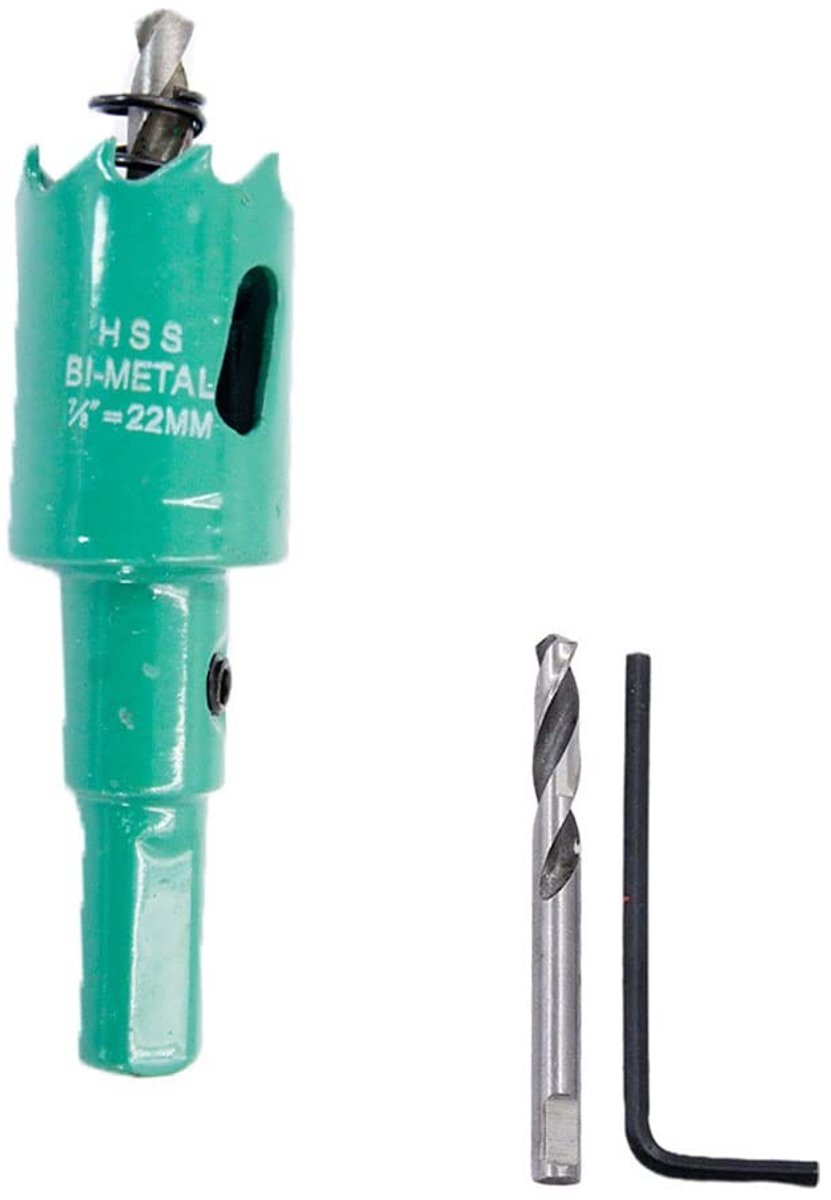 Dailygoods - Hole Saw 22 mm - Boorbit voor hout en metaal - Hoogwaardige precisie - Groen - Geschikt voor PVC en aluminium - Duurzaam en scherp