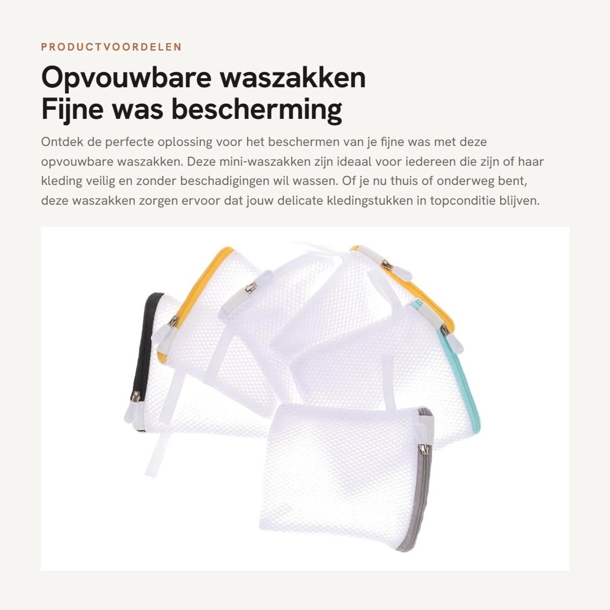 Dailygoods- Waszak 6 Stuks - Opvouwbaar - Mini Waszak - Herbruikbaar Net - Bescherming Tegen Klitten - Afmetingen 12x12 cm - Wasnet