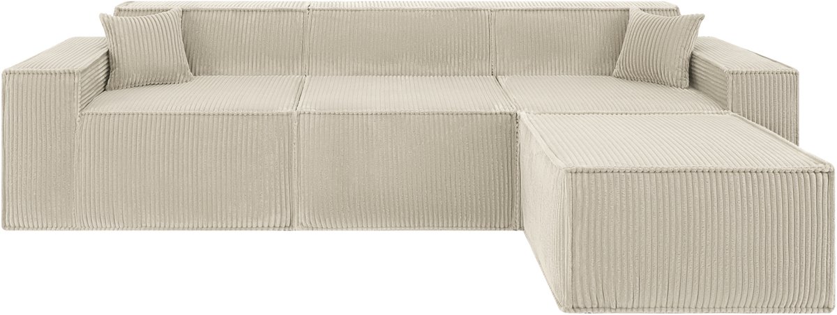 Beat Hoekbank Ribstof Beige