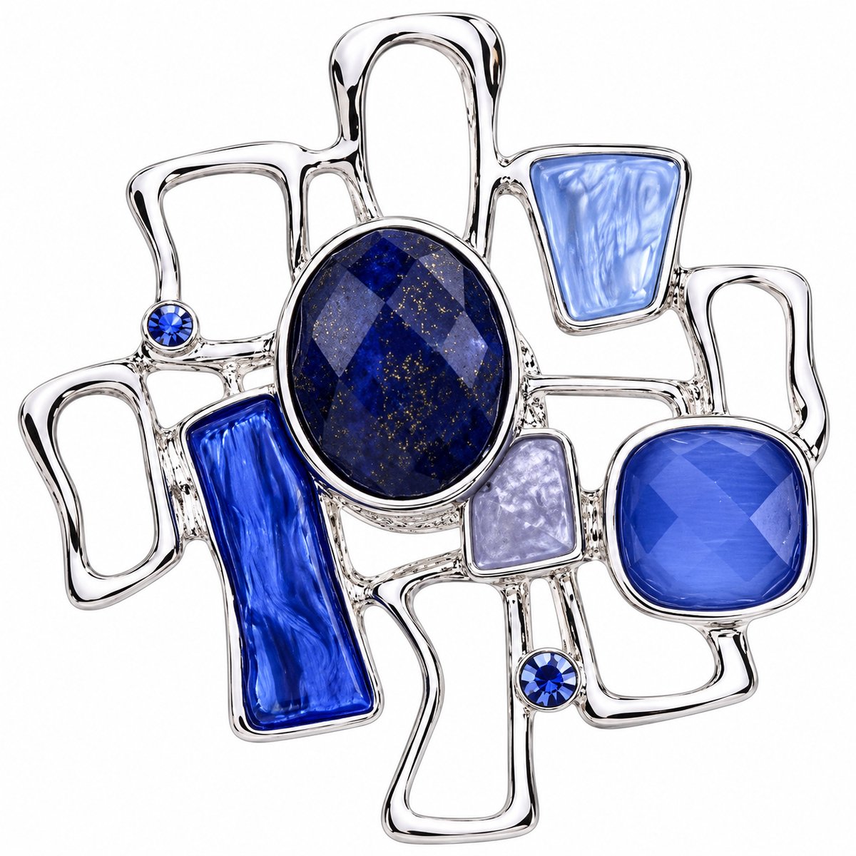 Fashionclip®- Magneet - Broches - Magneetsluiting - Magneetbroche - Blauwe Mozaïek