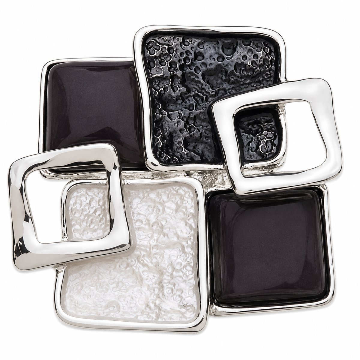 Fashionclip®- Magneet - Broches - Magneetsluiting - Magneetbroche - Zilver- Zwart Wit Harmonie