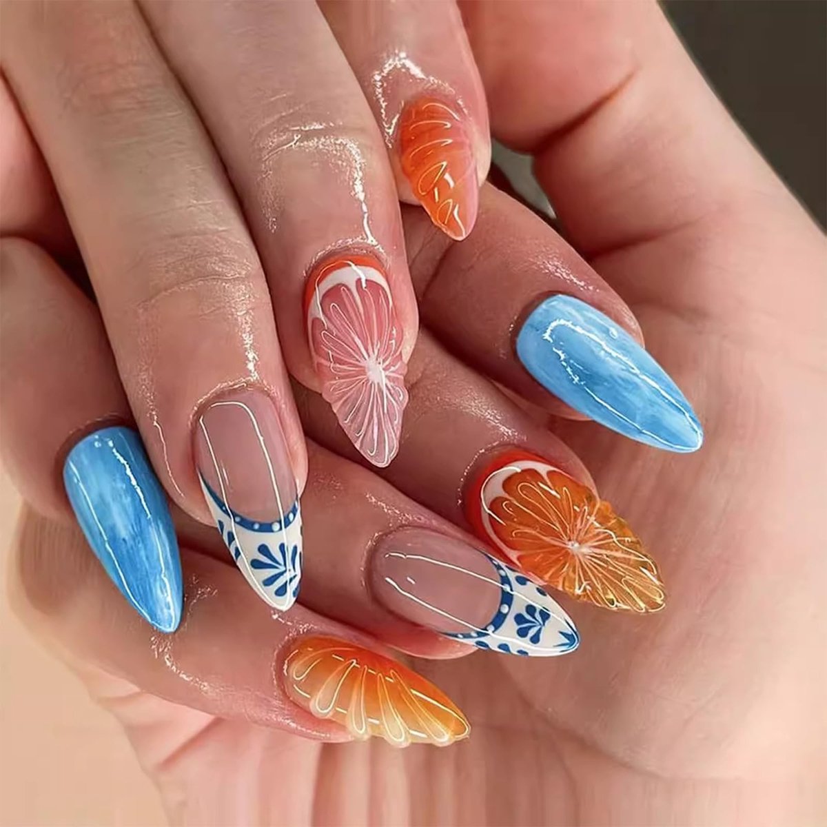 Dailygoods- Nagels 24 Stuks - Amandelvormige Kunstnagels - Press-on Nagels - Acryl - Lijm Inclusief - Milieuvriendelijk Materiaal
