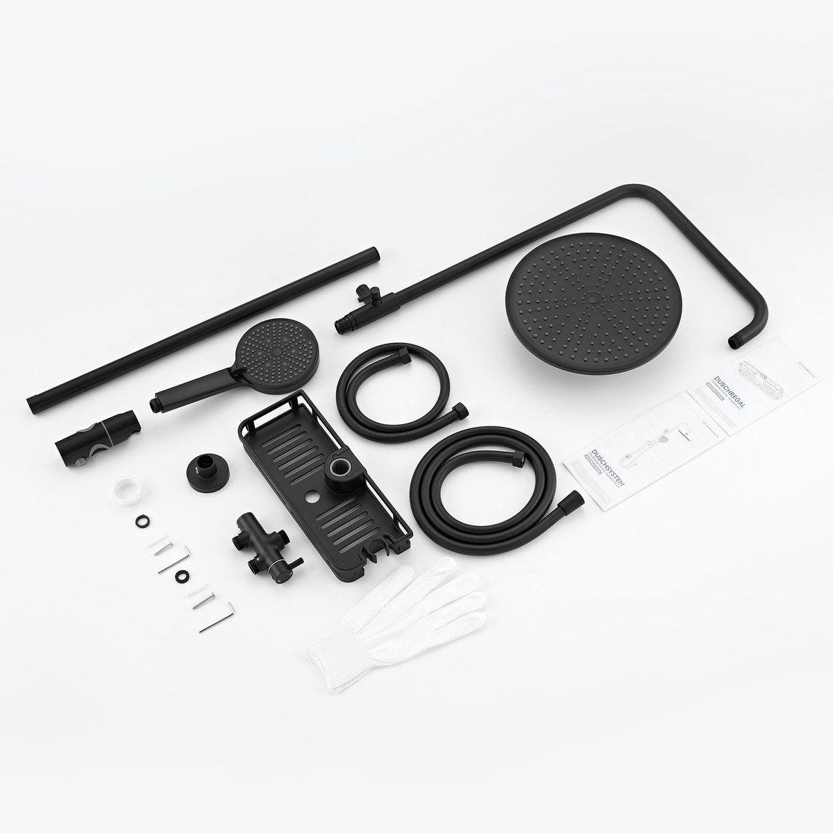 Regendouche set - zwart - met planchet en handdouche