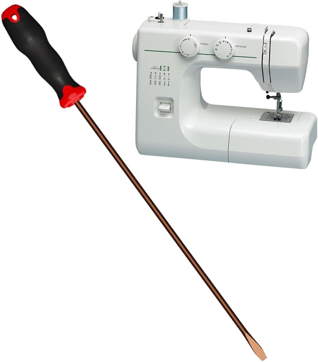 Lange Schroevendraaier - Platkop Kruiskop - Reparaties in Krappe Ruimtes - Magnetische Punt - 40 cm - Zilverkleurig