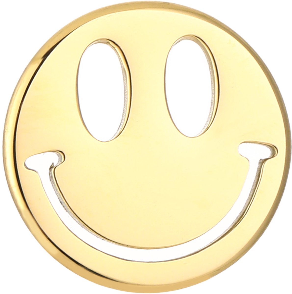 Broche smiley - Michelle Bijoux - Gouden broche - Dames sieraden - Dames cadeau - Stainless steel - Nikkel vrij - 2 x 2 cm - Sinterklaas - Kerst cadeau - Moederdag - Valentijn