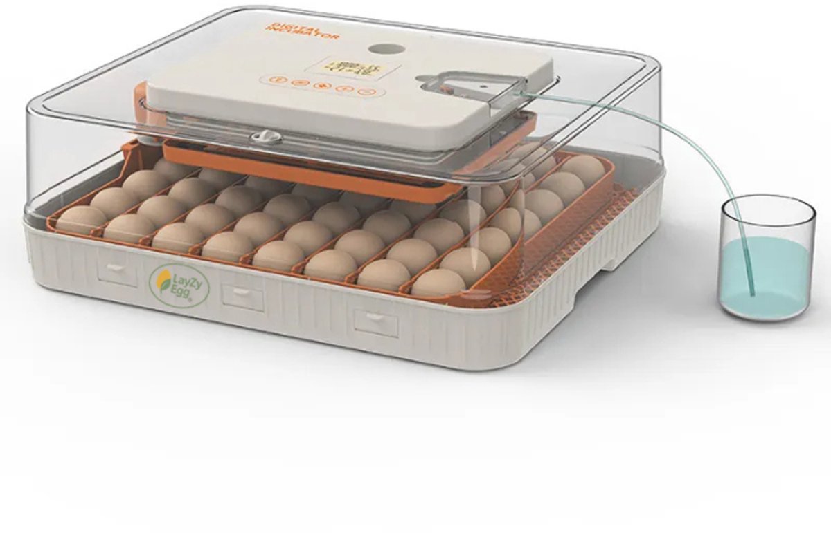 LayZyEgg® Volautomatische Broedmachine 56 Eieren – Automatisch Keren – Hygrometer – Digitaal Display – Incubator voor Kip, Kwartel, Eend, Duif & Gans