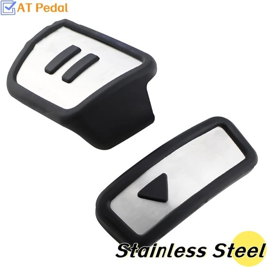 Pedaal Covers Set - Antislip Pads - Veiliger Rijden - Roestvrij Staal - AT Set - Zilver Zwart — afbeelding 2
