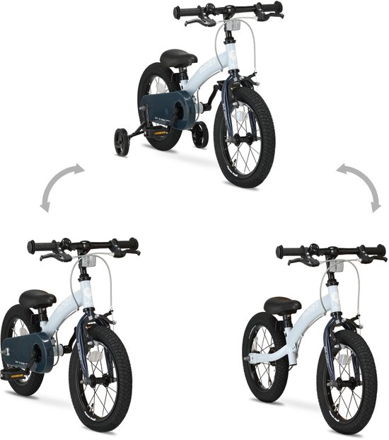 Qplay Miniby Luxe Kinderfiets 14 inch - 3 in 1 Loopfiets - Blauw — afbeelding 5