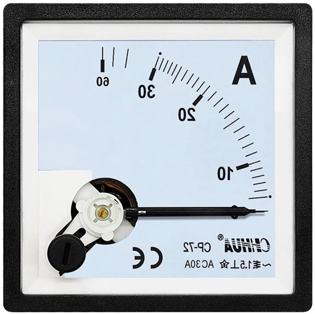 Ampèremeter Paneel - Analoog Meetinstrument - Stroom Meten - Paneelmontage - 72 x 72 mm - Grijs