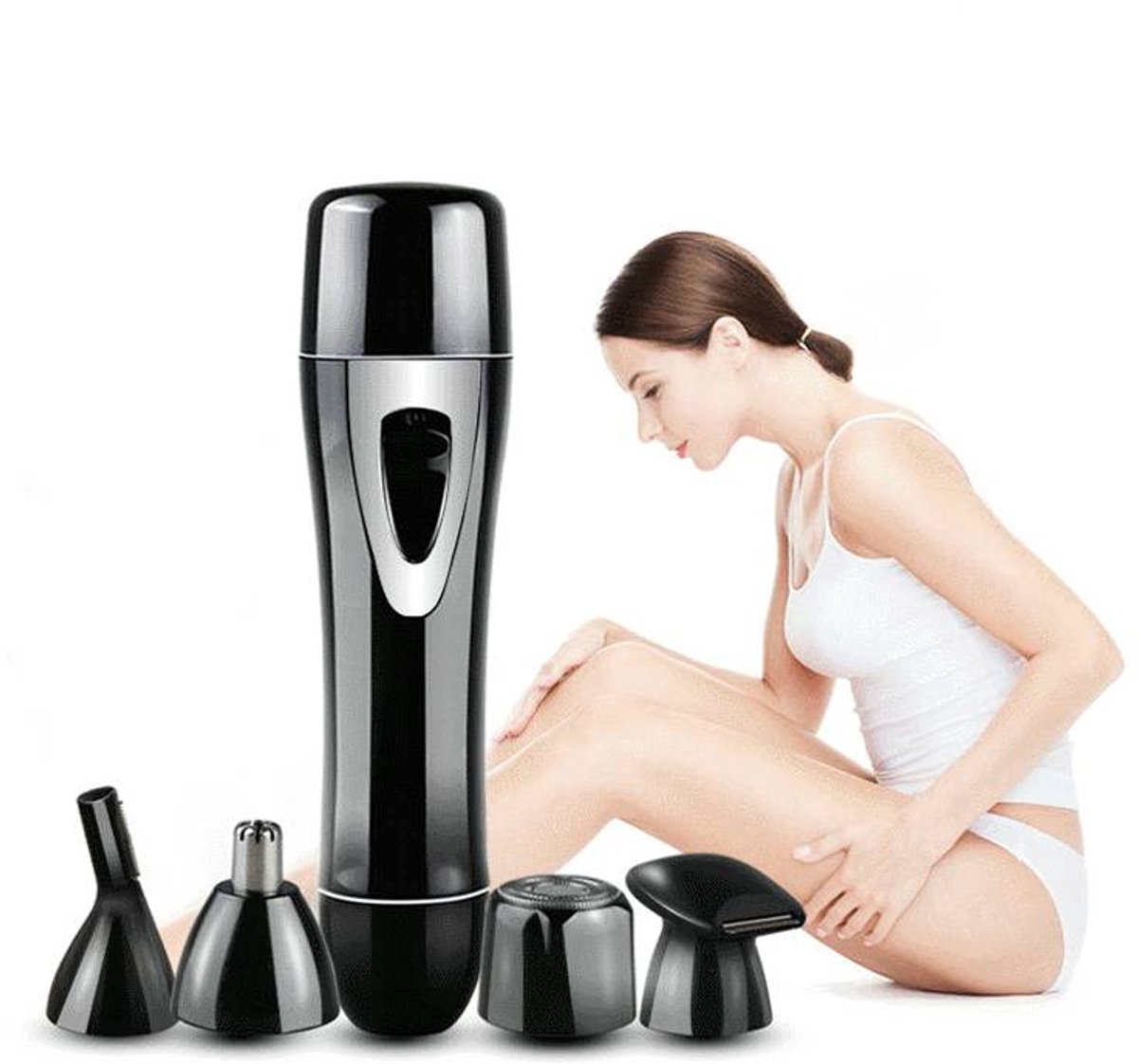 Deze oplaadbare neushaartrimmer Geschikt voor mannen en vrouwen is een multifunctioneel, via USB oplaadbaar scheerapparaat en een draagbaar ontharingsapparaat. Het heeft een eenvoudig ontwerp en is verkrijgbaar in zwart.