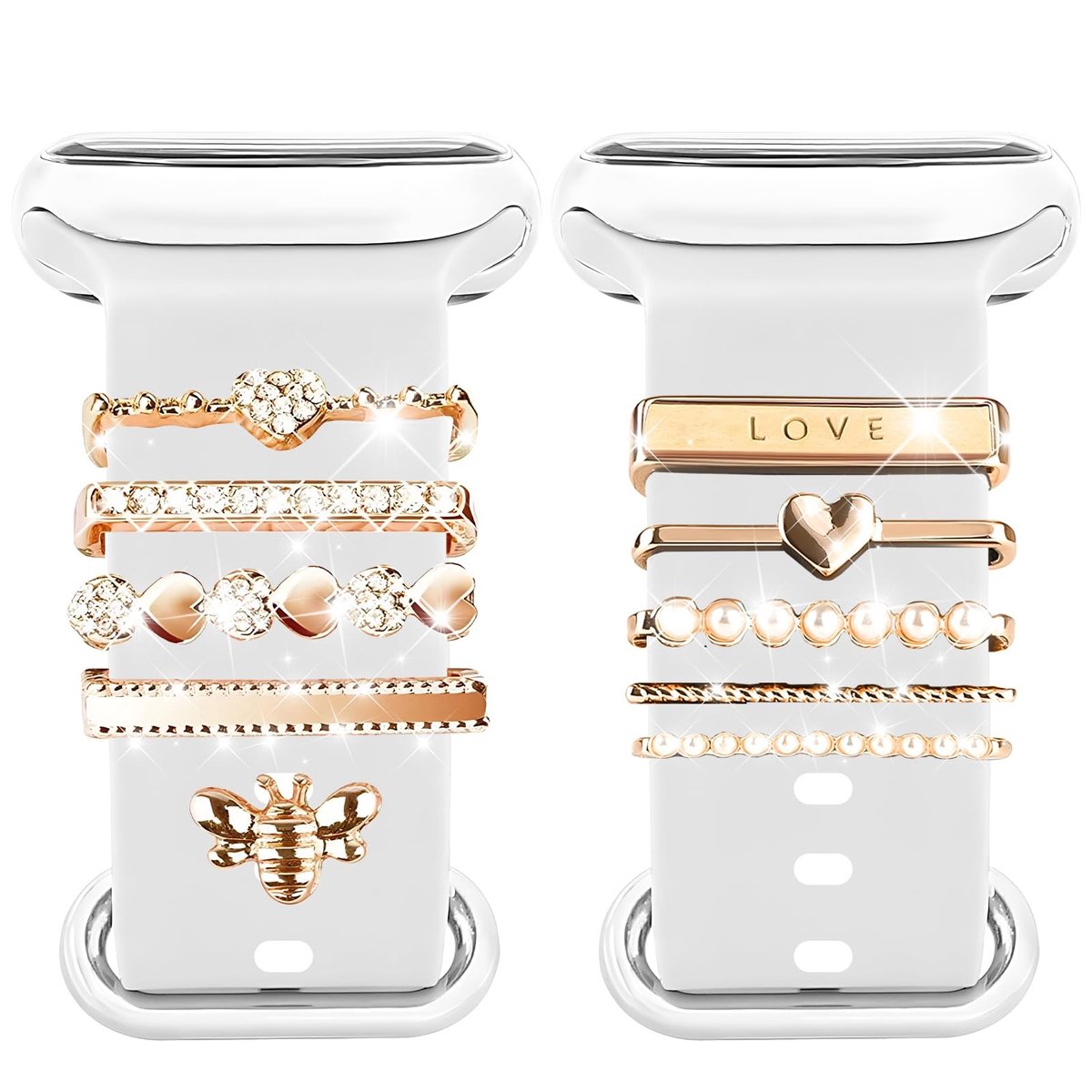 Dailygoods - Horlogebandje Charms - Metalen versiering - 22 millimeter - Charms Armband - Geschikt voor Apple Watch - 10 betoveringen