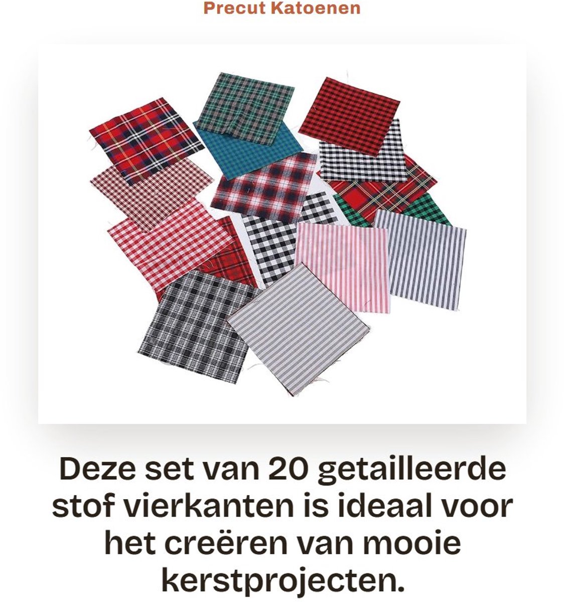 Dailygoods- Stof Kerst Katoen - 20 Stuks - 25x25cm - Rijke Kleuren - Precut Tartan - Geschikt voor Tassen/Opbergzakken - Quiltstof