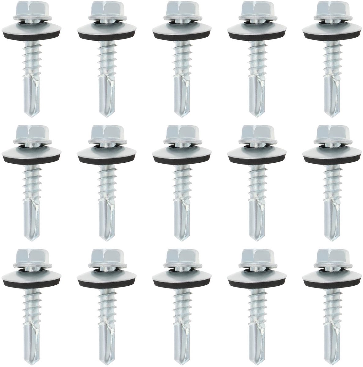 Dailygoods- Dakschroeven 100 stks - M5,5x25mm - Zeshoekige Zelftappende Schroef - Rubber Afdichting - Gegalvaniseerd Koolstofstaal - Vochtbestendig - Schroeven