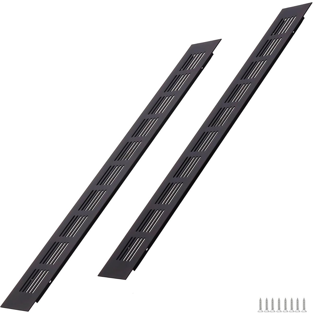 Dailygoods- Ventilatierooster 400x50mm zwart - 2 stuks - Aluminium - Eenvoudige montage - Onderhoudsvriendelijk - Efficiënte ventilatie - Ontluchtingsrooster