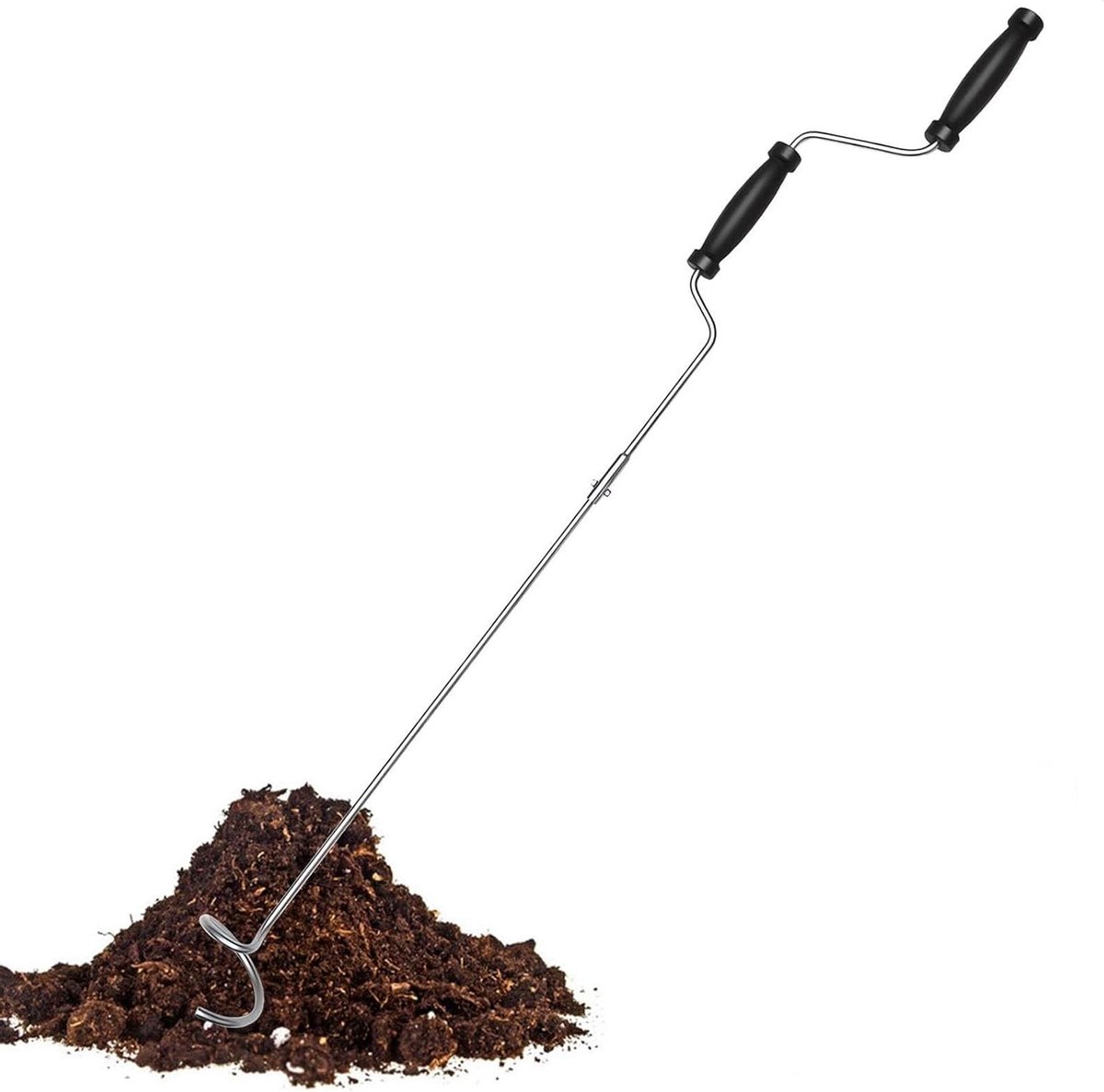 Compost Turner - Bodemverluchter - Compost beluchten - Roestvrij staal - 60 cm - Zilverkleurig