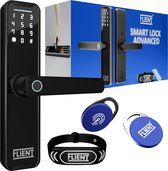 Flient® Smart Lock Advanced - Slimme Deurslot - Deurklink met Vingerafdruk - Met Flient APP & WiFi - BlueTooth - Kantoor Slot - Zwart - Anti inbraak