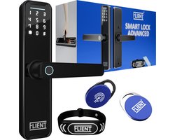 FlientĀ® Smart Lock Advanced - Slimme Deurslot - Deurklink met Vingerafdruk - Met Flient APP & WiFi - BlueTooth - Kantoor Slot - Zwart - Anti inbraak