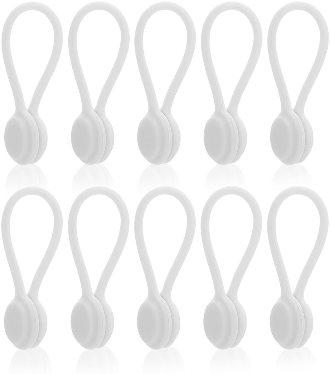 Dailygoods - Magnetische Kabelbinders - Herbruikbare Kabelclips - Organiseer Je Kabels - Wit - USB-Kabel Manager - 10 Stuks - Voor Kantoor en Thuis