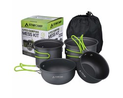 STARCAMP - 5-delig Aluminium Kampeer Pannenset – 2-3 Persoons Lichtgewicht Outdoor Kookset met Draagtas
