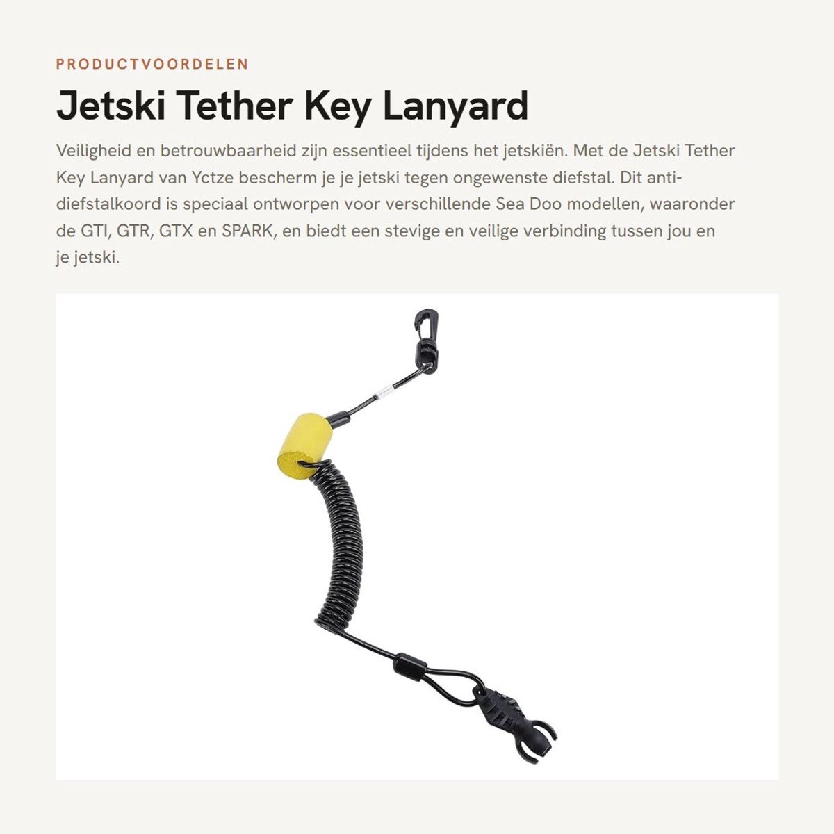 Dailygoods- Tether Key Lanyard Antidiefstalkoord - Geschikt voor Sea Doo GTI/GTR/GTX/SPARK - Foam/ABS/Elastisch Touw - OEM 278003092 - Verstelbaar - Veiligheidsaccessoire - Jetski Lanyard