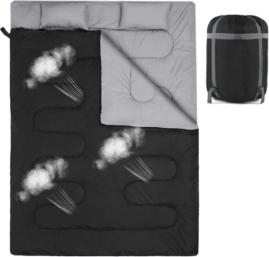 Slaapzak voor 2 - Outdoor deken - Kamperen en reizen - Warmte isolerend - 150 x 220 cm - Zwart — afbeelding 4
