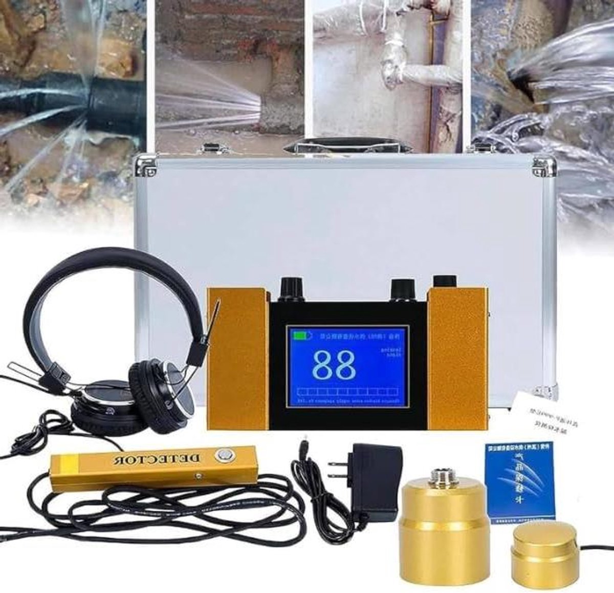 Waterlek Detector - Leidingzoeker Apparaat - Lekdetectie Leidingen - Instelbare Frequentie - 20x20x20 cm - Zwart