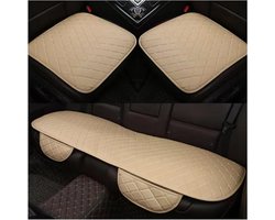 Autostoelhoezen Set - Stoelbekleding Interieur - Auto Beschermen - Duurzaam PU Leer - Universele Pasvorm - Beige