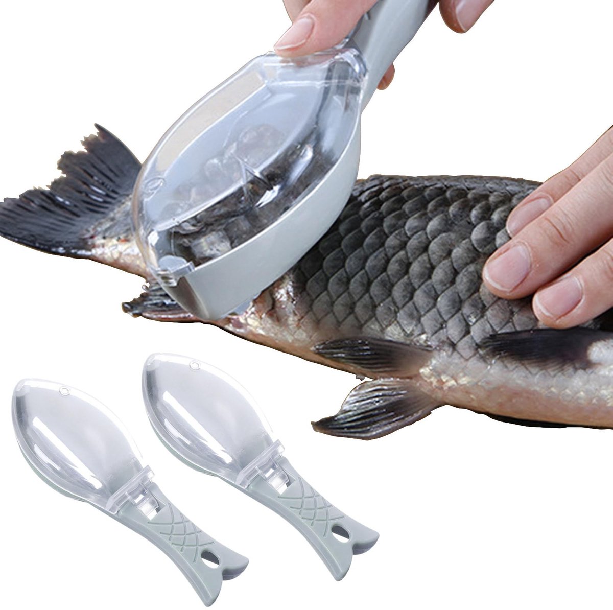 Dailygoods- Visschubbenverwijderaar 2 Stuks - Roestvrij Staal/PP - Antislip Handgreep - Duurzaam - Lichtgewicht - Eenvoudig te Reinigen - Vissenschraper
