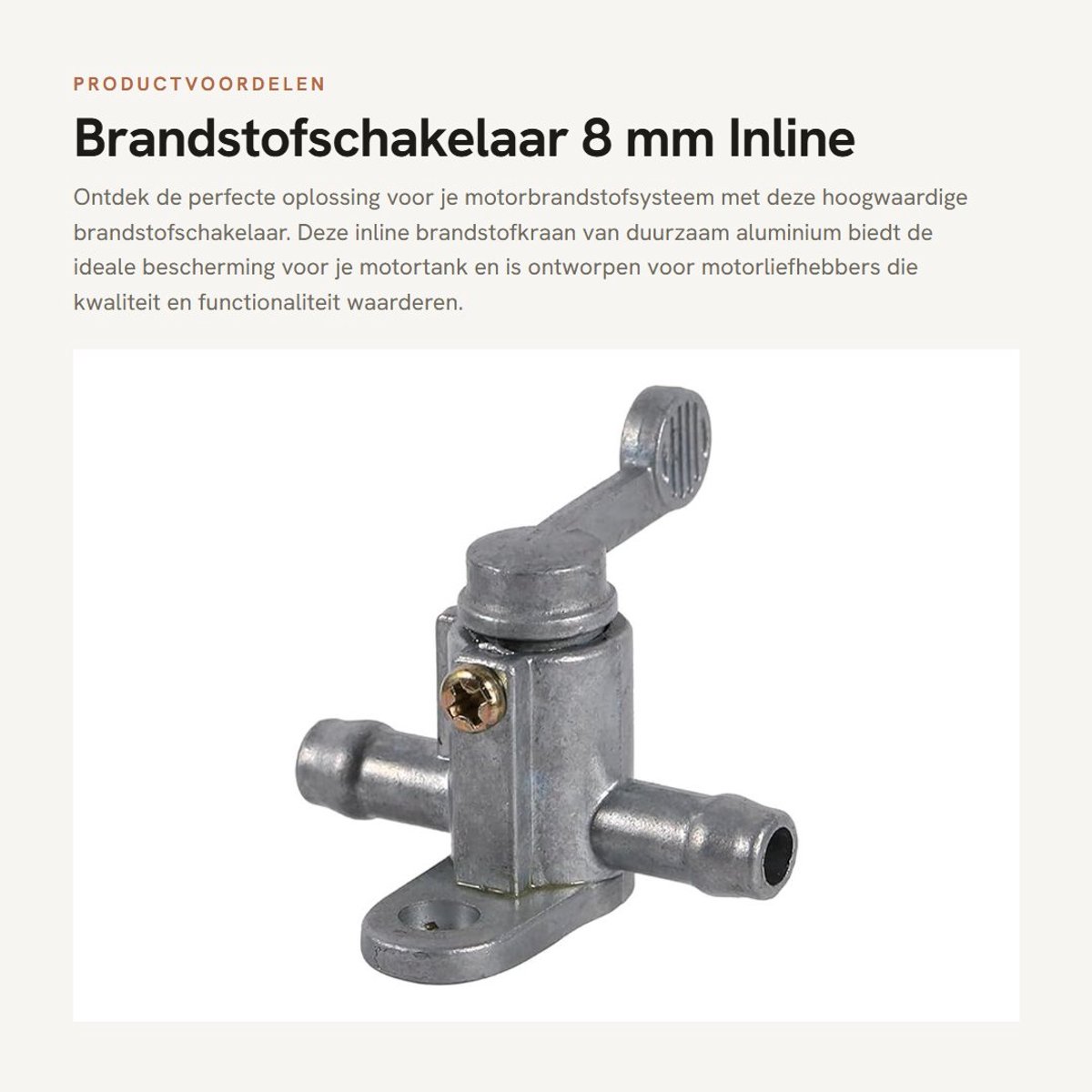 Dailygoods- Brandstofschakelaar Inline - Aluminium - Tankbescherming - Eenvoudige Installatie - 8 mm / 5/16 inch - Hoogwaardig Materiaal - Brandstofkraan