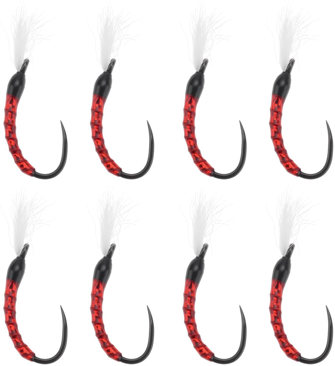 Dailygoods - 8 Stuks Bloodworm Flies voor Forel Vissen - Maat 10