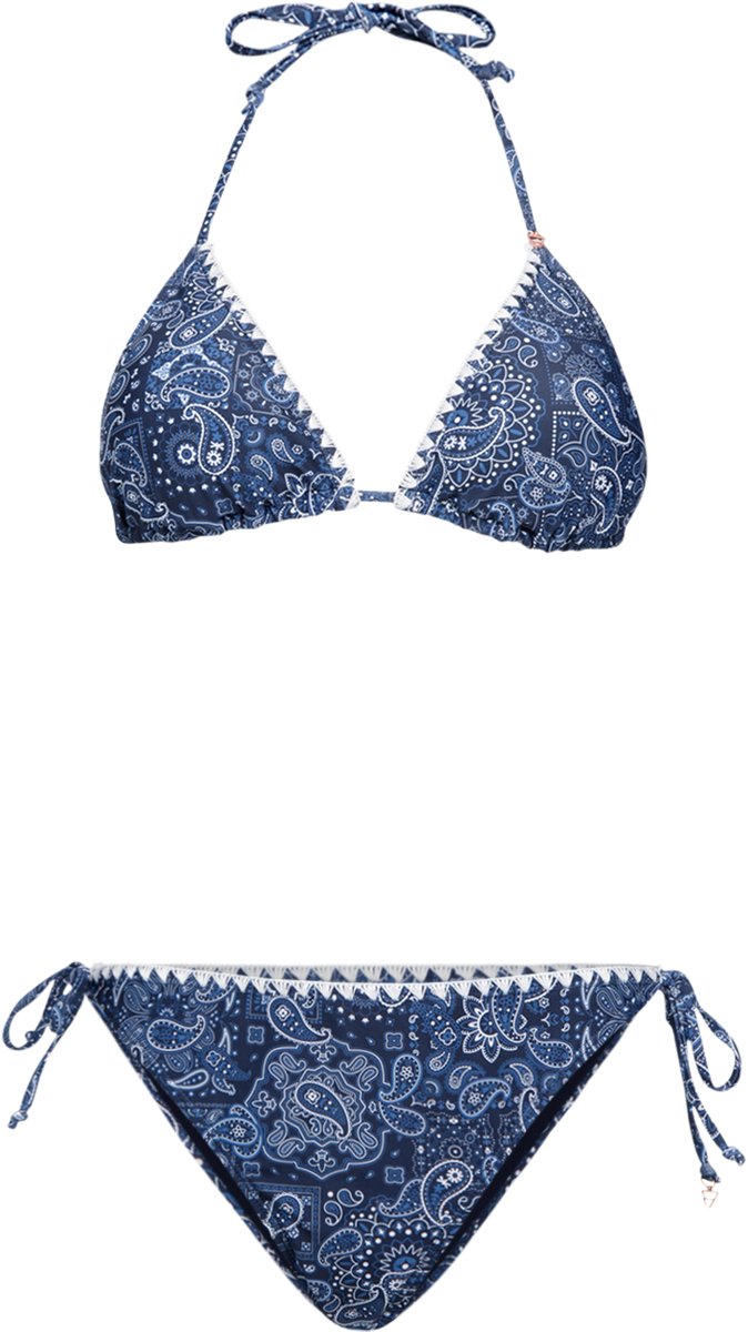 Brunotti Rosy-Print Bikini Indigo Triangle Bikini Set Small Coverage 36 Blauw