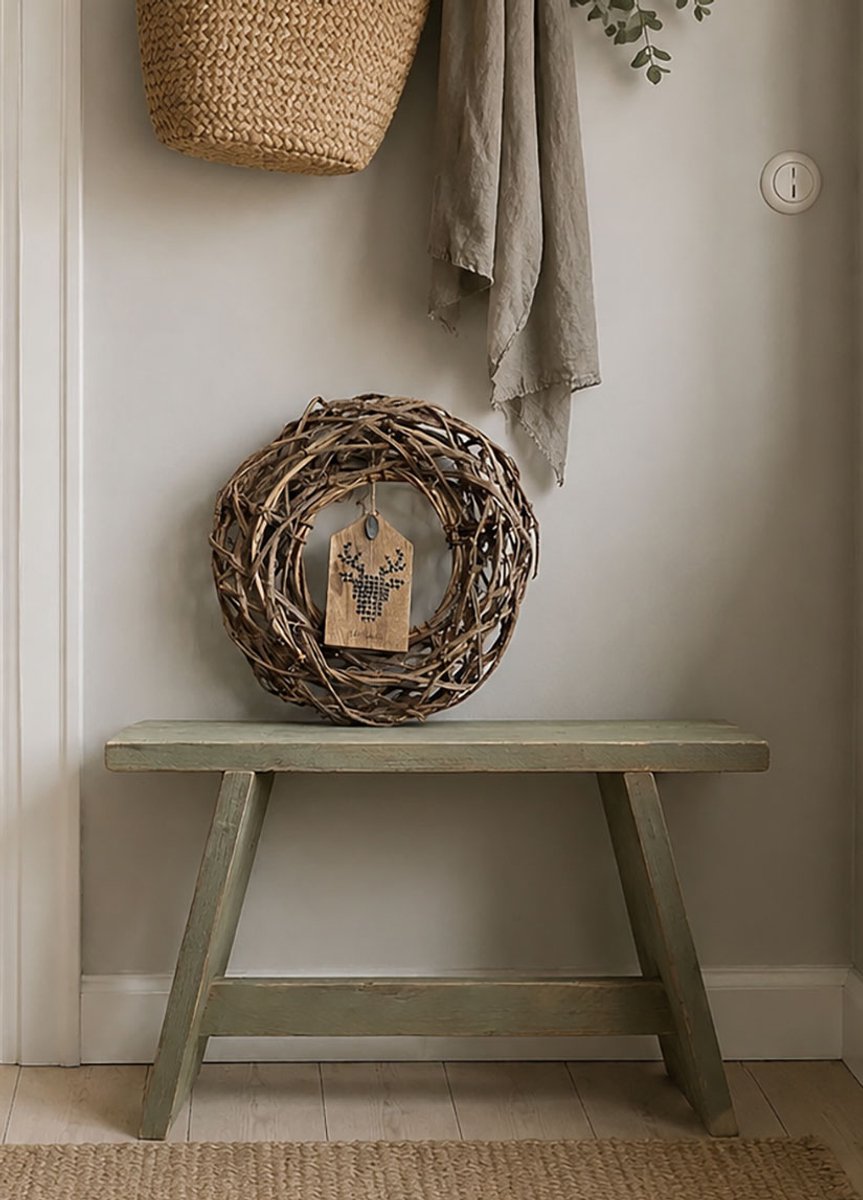 Vintage groen - 70 cm steigerhouten bankje - oud hout - 70x19,5x47 cm