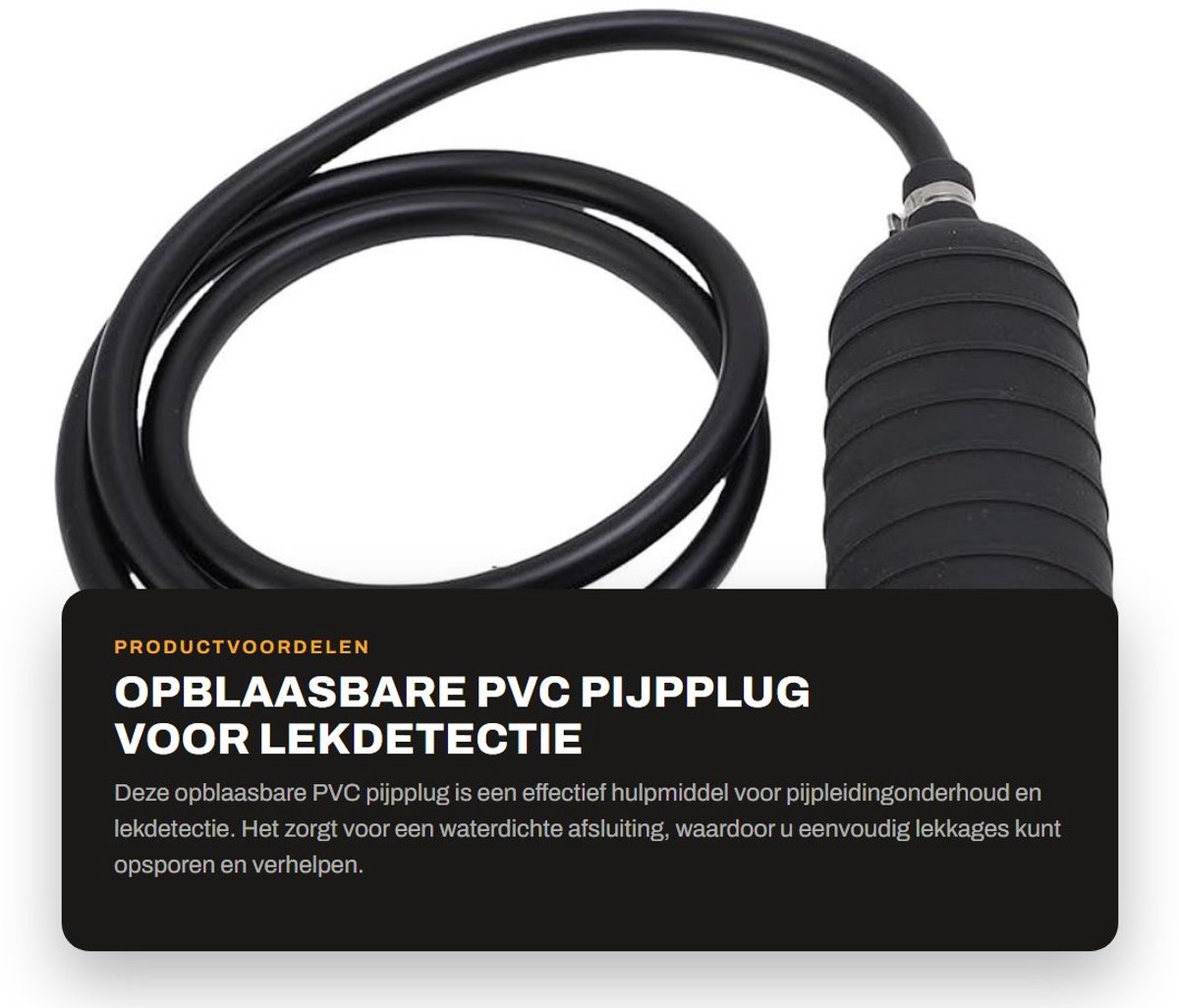 Dailygoods- Pijpplug Waterafgesloten - Opblaasbare Pijpplug - PVC - Lekdetectie - Onderhoud Pijpleidingen - 70 mm Diameter - Pijpafdichting