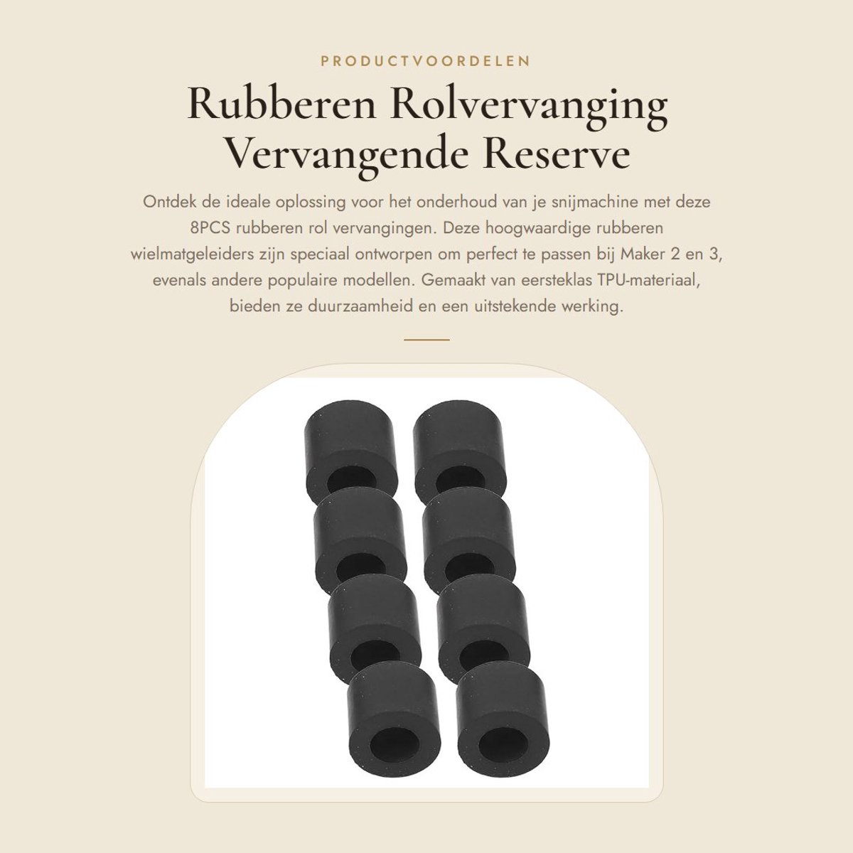 Dailygoods- Rubberen Rol 8 Stuks - Vervangende Reserve Rollen - Duurzaam TPU Materiaal - Compatibel met Maker 2/3 - Soepel Snijden - Roller Reparatie Onderdelen