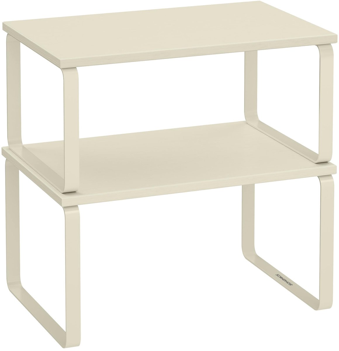 Dailygoods- Kruidenrek uitbreidbaar - Keukenorganizers - Set van 2 - Stapelbaar - Crèmewit - Metaal/Hout - Afmetingen grote plank 19,5 x 29,7 x 15,8 cm - Keukenrek