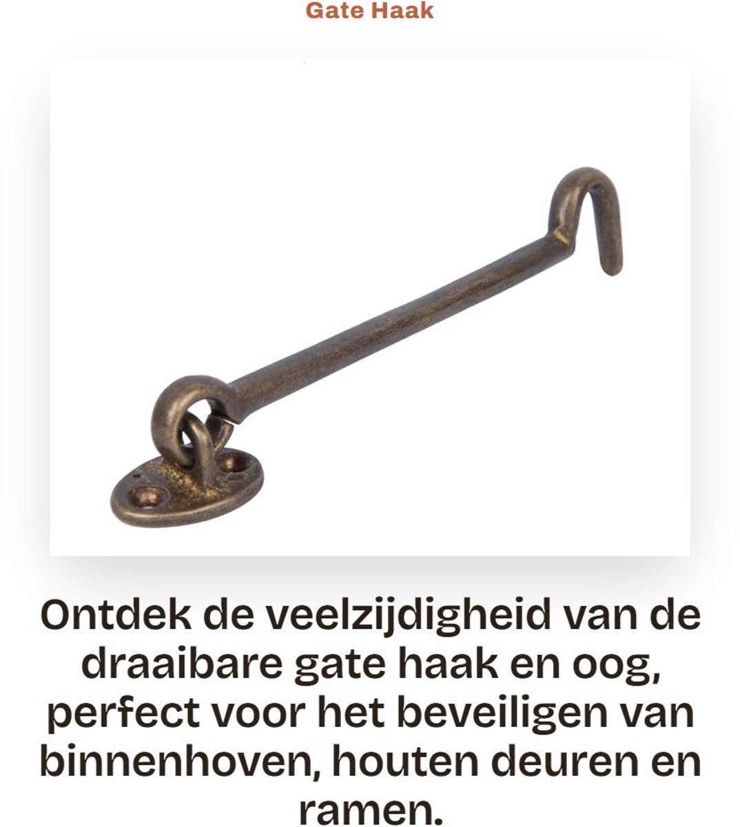 Dailygoods- Haak Draaibaar - Messing Veiligheidsraam - Windbeugel - Deurbeugel - Eenvoudig te installeren - Hoogwaardige constructie - Raamgrendel