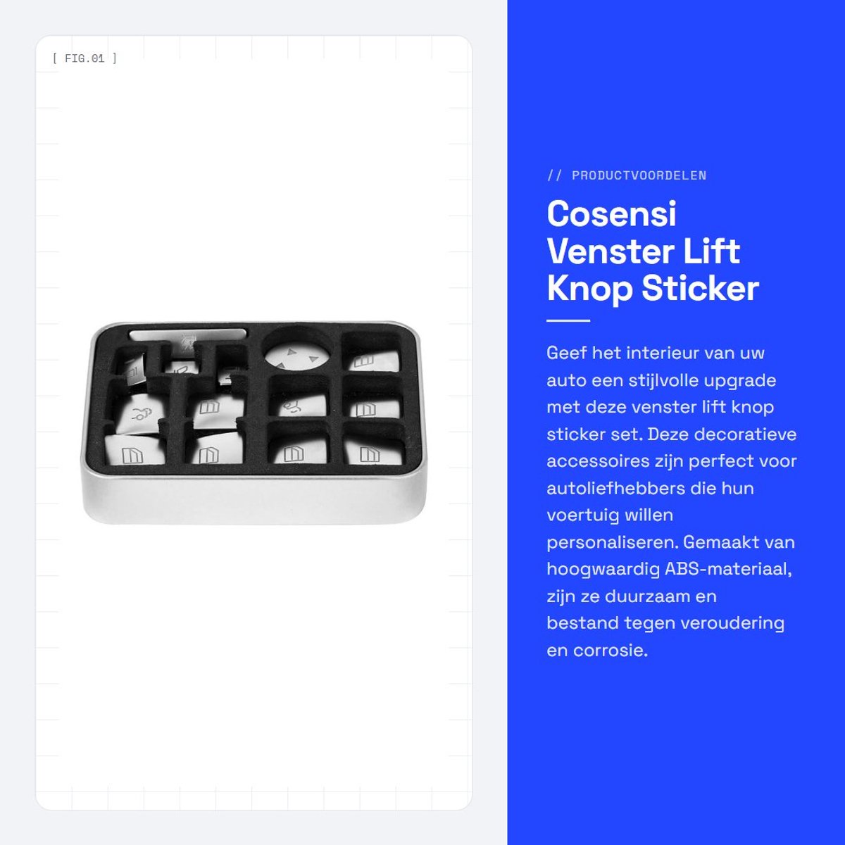 Dailygoods- Liftknop Sticker 14 Stks/set - Raambedieningsknop - Interieur Decoratie - Hoogwaardig ABS - Corrosiebestendig - Luxe Afwerking - Interieurdecoratie