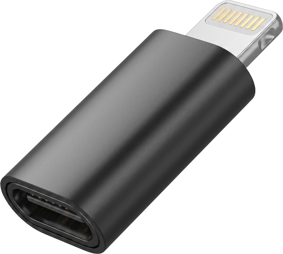 Blue Star, USB-C naar Lightning Converter Adapter Geschikt voor Apple iPhone en iPad, Zwart