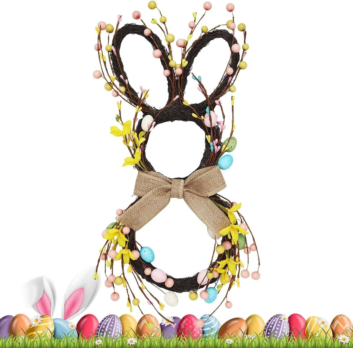 Paaskrans Kunst Lente - Paasdecoratie Deurkrans - Voordeur Versieren - Meerlaags Bloemblad