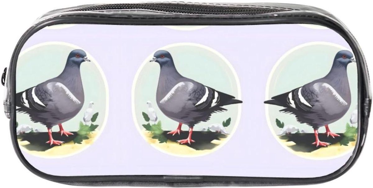 Transparant Pennenetui - Etui Tas Organizer - School Kantoor - Duivenprint Design - 22 x 10.5 x 4 cm - Transparant
