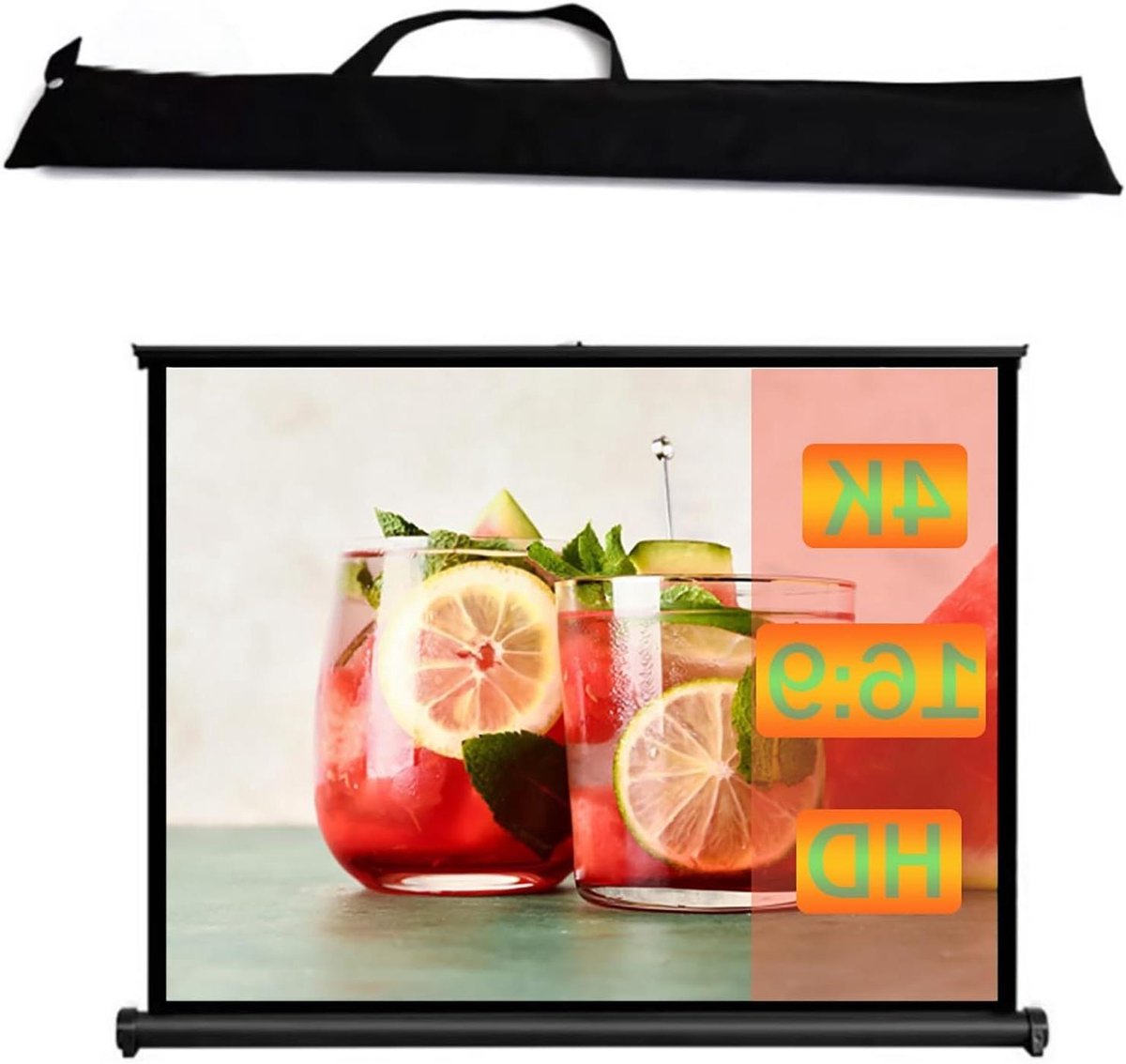 Draagbaar Projectiescherm - Mobiel Filmscherm - Thuisbioscoop Creëren - Inklapbaar Met Standaard - Tot 50 Inch - Wit