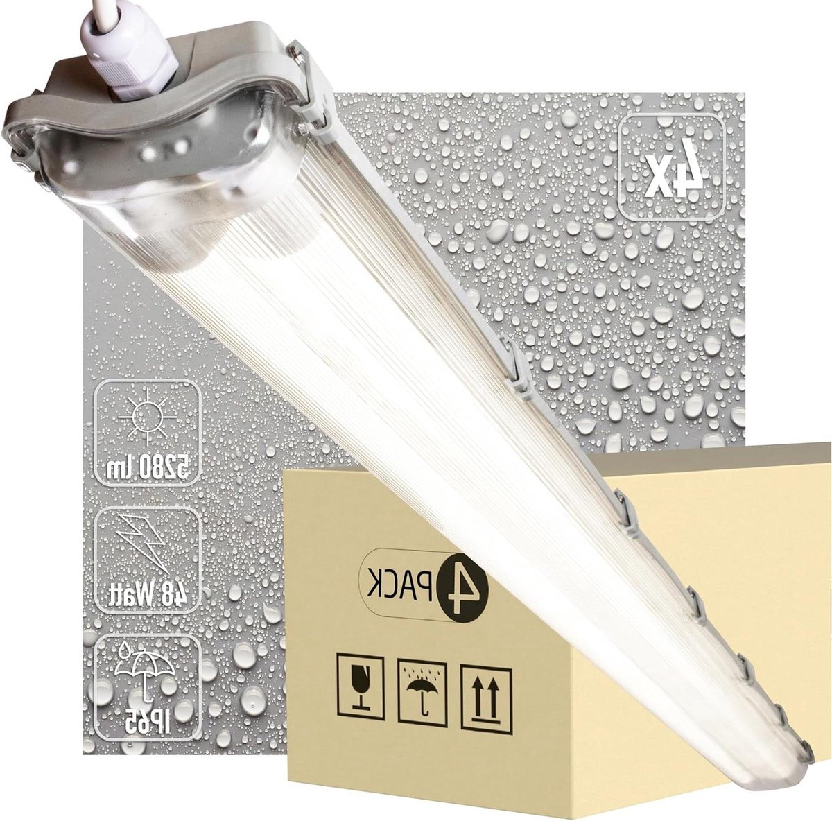 LED TL Verlichting - Vochtige Ruimte Lamp - Werkplaats Verlichten - IP65 Waterdicht - 150 cm - Grijs