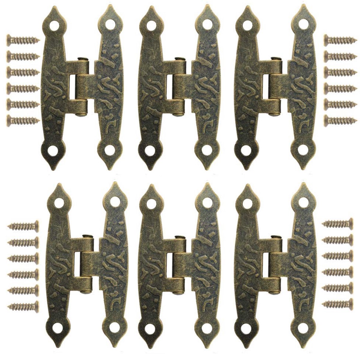 Dailygoods- Scharnieren 20 Stuks - Retro Bronzen Metalen Scharnieren - Decoratieve Scharnieren - Kleine Scharnieren - Opvouwbare Scharnieren - Inclusief Schroeven