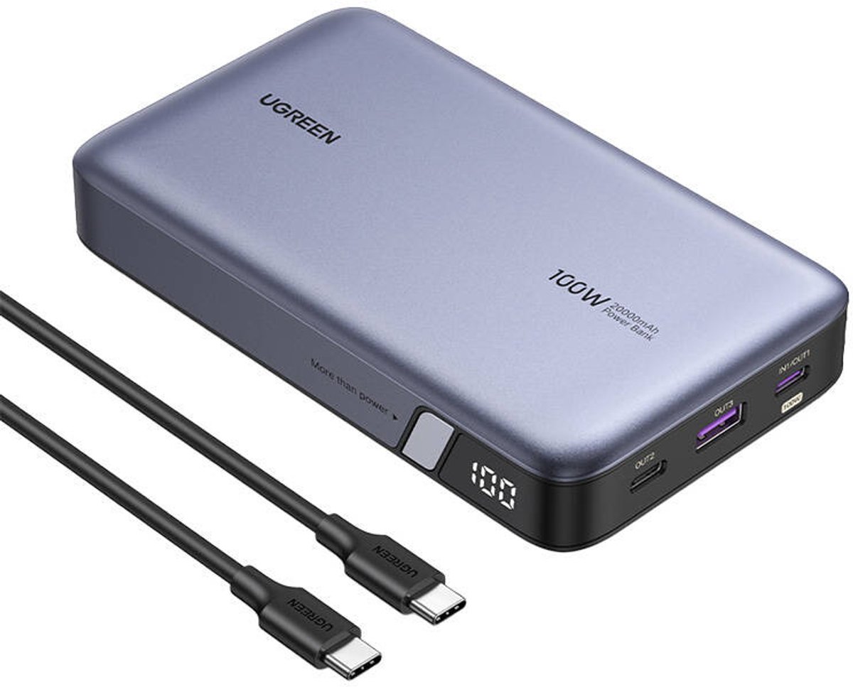 UGREEN 100W Power Bank 20000mAh met 3 Poorten - UGREEN - €53,99