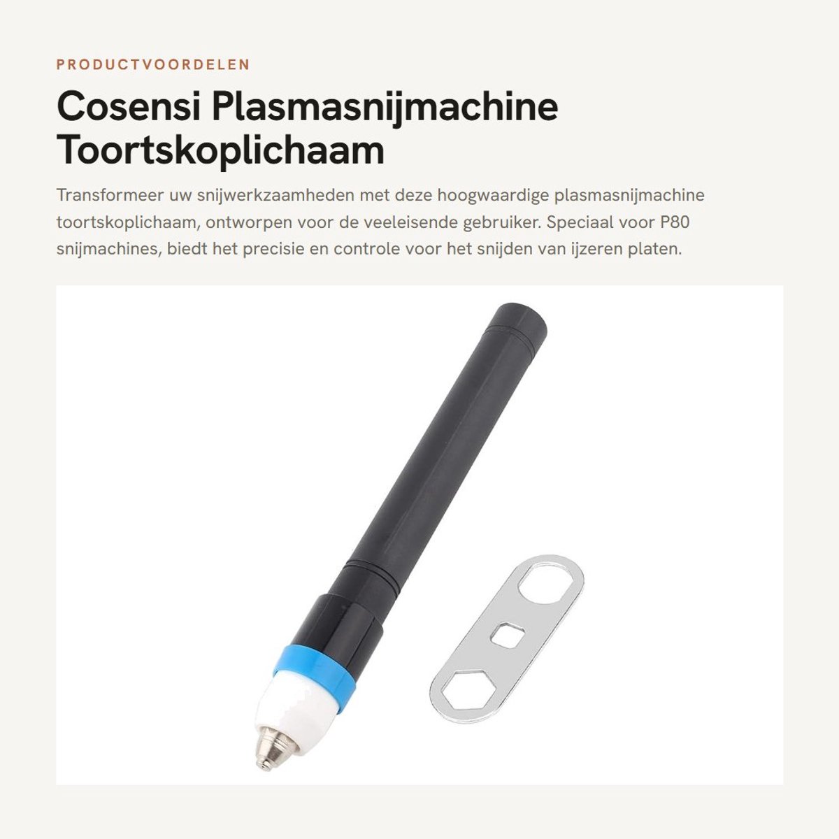 Dailygoods- Plasmasnijmachine 1000Pa - Plasmatoorts - Toortskoplichaam - Rechte Handgreep - Snijden Ijzeren Plaat - Geschikt voor P80-snijmachines - Snijmachine