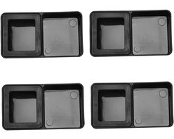 Voerbak Reptielen - Voederbakje Set - Terrarium Inrichting - Set van Vier - 10.5 cm Lengte - Zwart