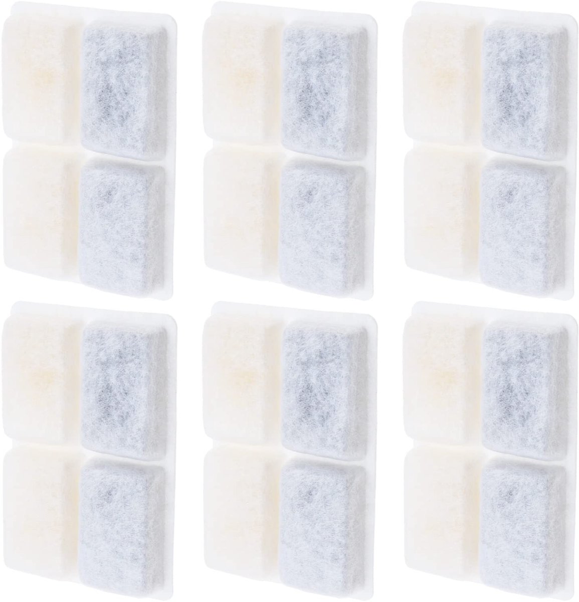 Dailygoods- Huisdierwaterfonteinfilter 6-delig - Vervangingsfilters - Compatibel met vierkante witte waterfontein - Actieve kool - Gezondheidsvoordeel - Altijd fris water - Waterfonteinfilter